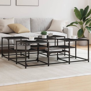 vidaXL Τραπεζάκι Σαλονιού Μαύρο 121x121x40cm από Επεξεργασμένο Ξύλο 1 τεμ.