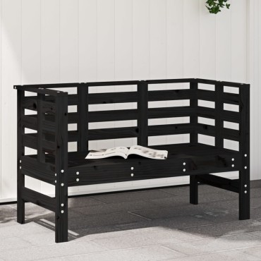 vidaXL Παγκάκι Κήπου Μαύρο 111,5x53x71cm από Μασίφ Ξύλο Πεύκου 1 τεμ.