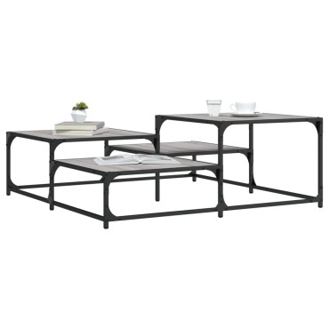 vidaXL Τραπεζάκι Σαλονιού Γκρι Sonoma 107x107x40cm Επεξεργ. Ξύλο 1 τεμ.