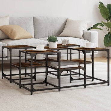 vidaXL Τραπεζάκι Σαλονιού Καπνιστή Δρυς 91x91x40cm Επεξεργασμ. Ξύλο 1 τεμ.