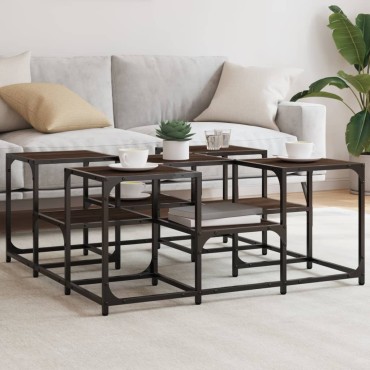 vidaXL Τραπεζάκι Σαλονιού Καφέ Δρυς 91x91x40cm Επεξεργασμένο Ξύλο 1 τεμ.
