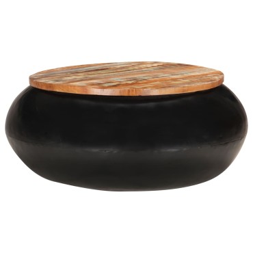 vidaXL Τραπεζάκι Σαλονιού Μαύρο 68x68x30cm Μασίφ Ανακυκλωμένο Ξύλο 1 τεμ.