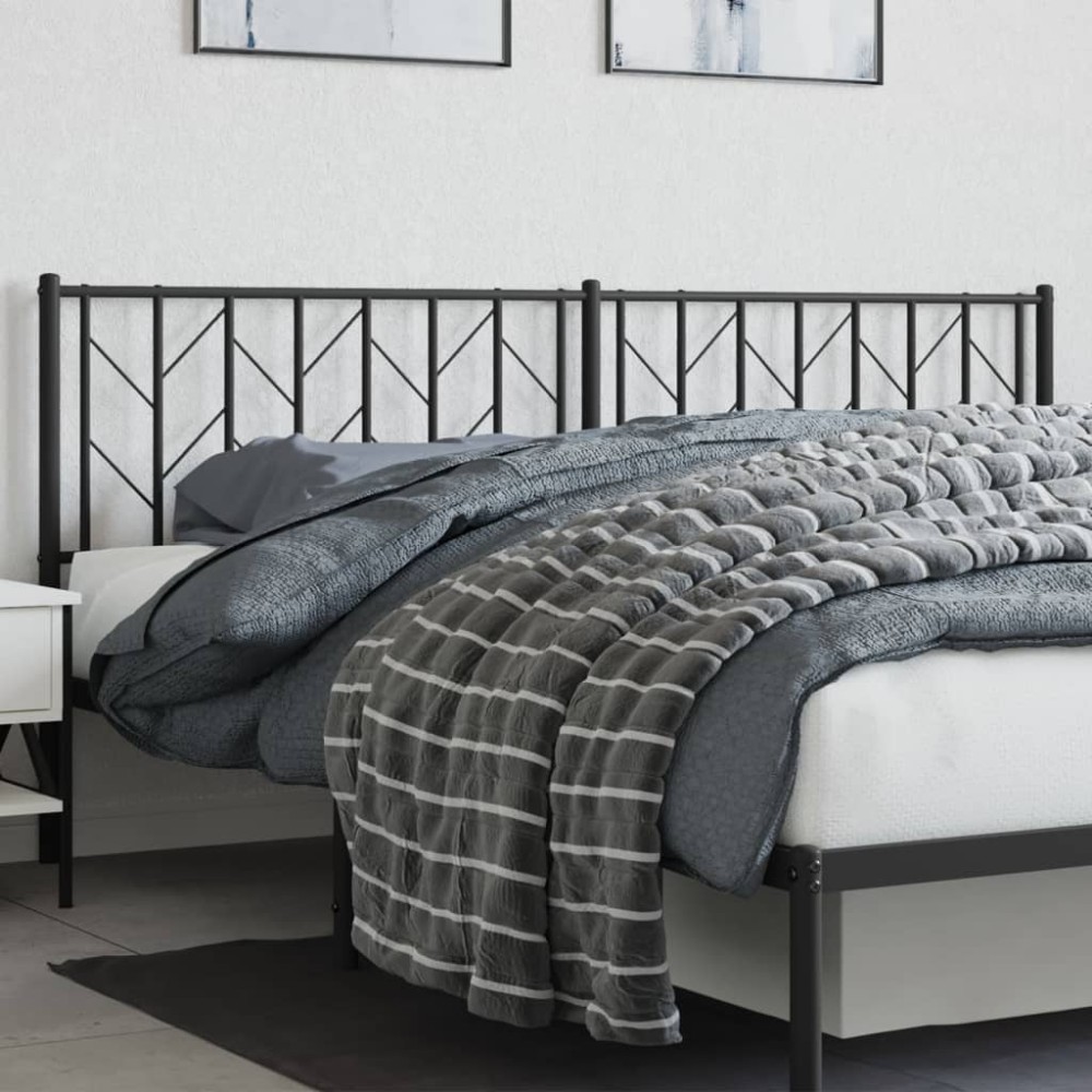 vidaXL Κεφαλάρι Μαύρο Μεταλλικό 198x3x90cm 1 τεμ.