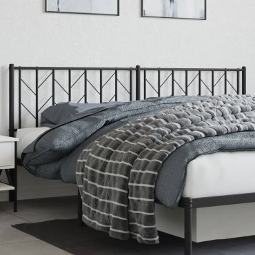 vidaXL Κεφαλάρι Μαύρο Μεταλλικό 198x3x90cm 1 τεμ.