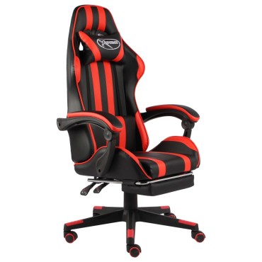 vidaXL Καρέκλα Racing με Υποπόδιο Μαύρο / Κόκκινο από Συνθετικό Δέρμα 35x41cm 1 τεμ.