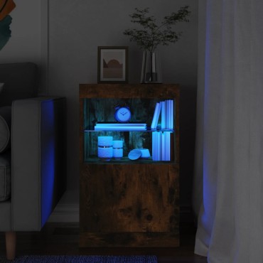 vidaXL Μπουφές με LED Καπνιστή Δρυς 41x37x67cm 1 τεμ.