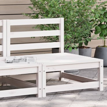 vidaXL Καναπές Κήπου Χωρίς Μπράτσα Λευκός 70x70x67cm Μασίφ Ξύλο Πεύκου