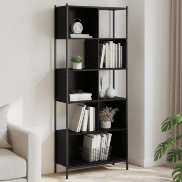 vidaXL Βιβλιοθήκη Μαύρη 72x28x172cm από Επεξεργασμένο Ξύλο 1 τεμ.