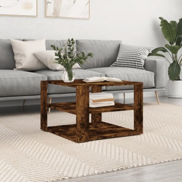 vidaXL Τραπεζάκι Σαλονιού Καπνιστή Δρυς 59,5x59,5x40cm Επεξ. Ξύλο 1 τεμ.