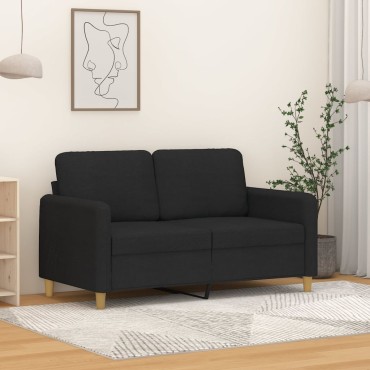 vidaXL Καναπές Διθέσιος Μαύρο Υφασμάτινος 138x77x80cm 1 τεμ.