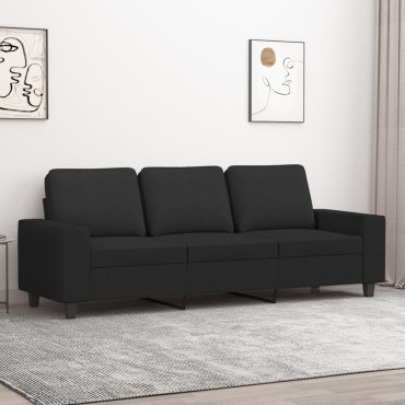 vidaXL Καναπές Τριθέσιος Μαύρος Υφασμάτινος 214x77x80cm 1 τεμ.