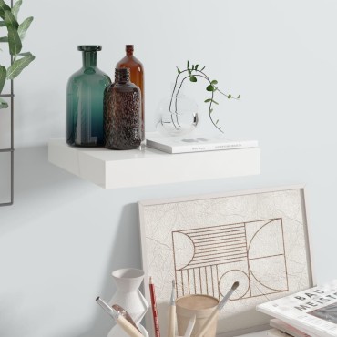 vidaXL Ράφι Τοίχου Γυαλιστερό Γκρι 23x23,5x3,8cm MDF 1 τεμ.