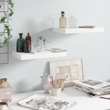 vidaXL Ράφια Τοίχου Γυαλιστερά Άσπρα 2 τεμ. 40x23x3,8cm MDF