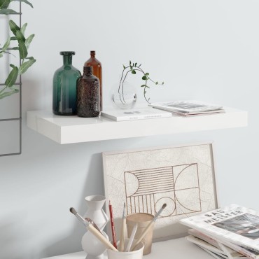 vidaXL Ράφι Τοίχου Γυαλιστερό Άσπρο 50x23x3,8cm MDF 1 τεμ.