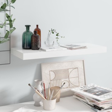 vidaXL Ράφι Τοίχου Γυαλιστερό Άσπρο 60x23,5x3,8cm MDF 1 τεμ.