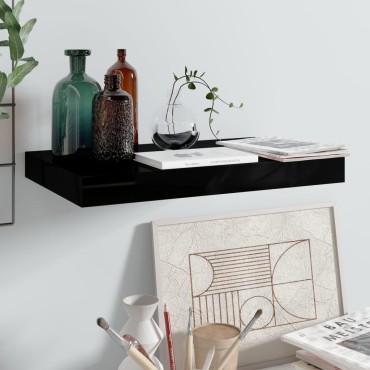 vidaXL Ράφι Τοίχου Γυαλιστερό Μαύρο 40x23x3,8cm MDF 1 τεμ.