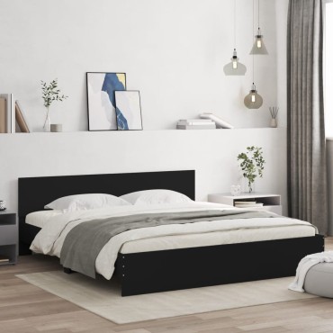 vidaXL Πλαίσιο Κρεβατιού με Κεφαλάρι Μαύρο 160x200 εκ 1 τεμ.