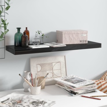 vidaXL Ράφι Τοίχου Γυαλιστερό Μαύρο 80x23,5x3,8cm MDF 1 τεμ.