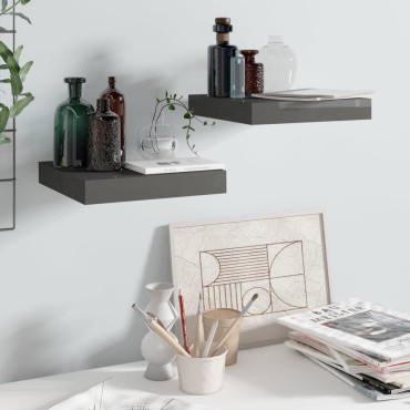 vidaXL Ράφια Τοίχου Γυαλιστερά Μαύρα 2 τεμ. 23x23,5x3,8cm MDF