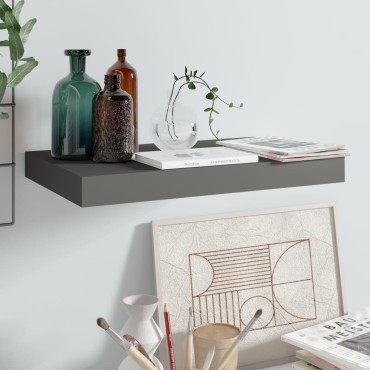 vidaXL Ράφι Τοίχου Γυαλιστερό Γκρι 40x23x3,8cm MDF 1 τεμ.