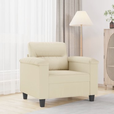 vidaXL Πολυθρόνα Κρεμ Συνθετικό δέρμα 90x77x80cm 1 τεμ. Γωνιακός