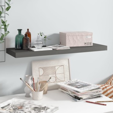 vidaXL Ράφι Τοίχου Γυαλιστερό Γκρι 80x23,5x3,8cm MDF 1 τεμ.