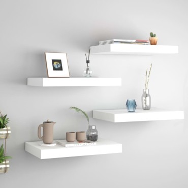 vidaXL Ράφια Τοίχου 4 τεμ. Άσπρα 40x23x3,8cm MDF