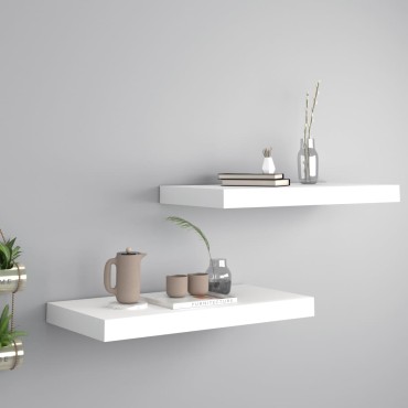vidaXL Ράφια Τοίχου 2 τεμ. Άσπρα 50x23x3,8cm MDF