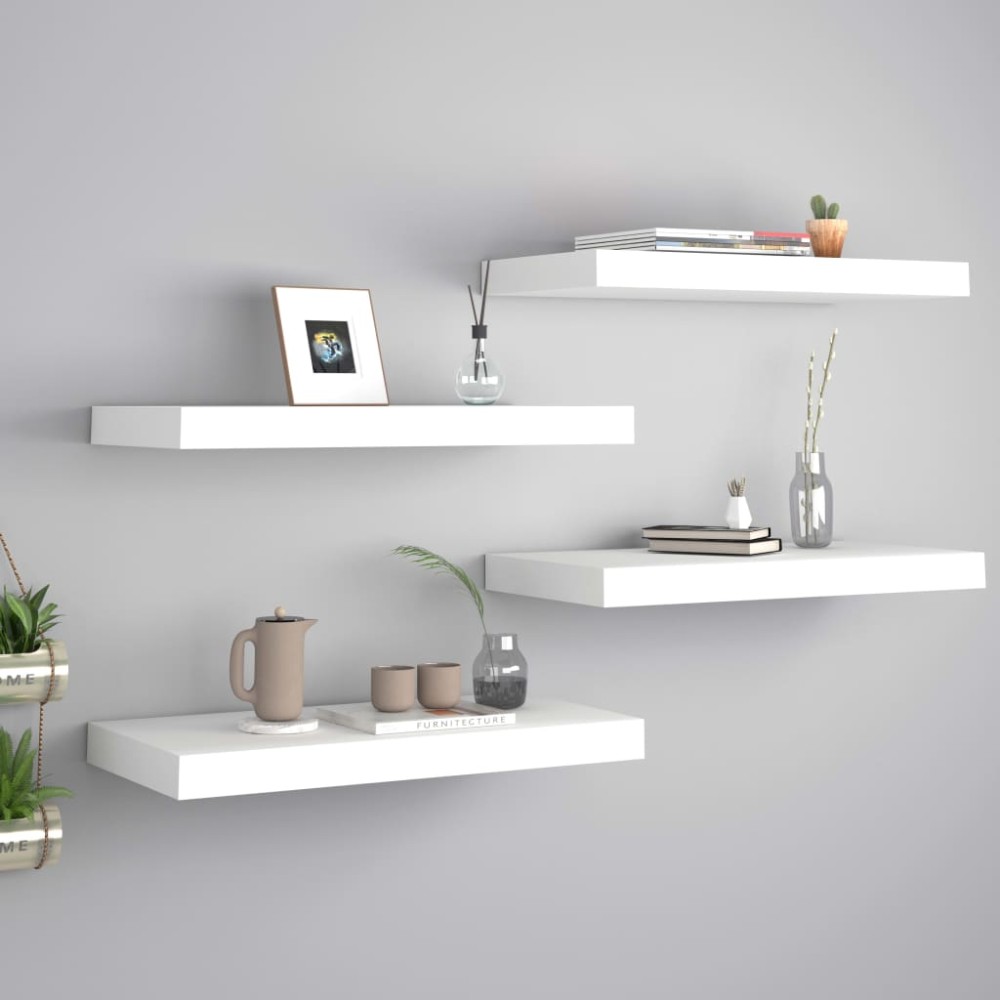 vidaXL Ράφια Τοίχου 4 τεμ. Λευκά 50x23x3,8cm MDF