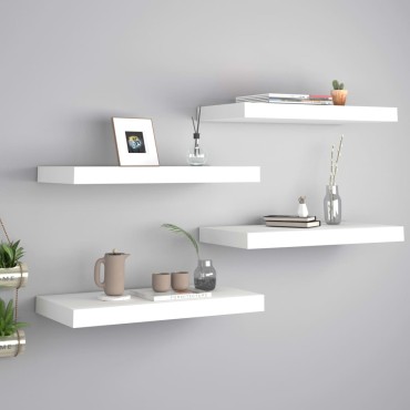 vidaXL Ράφια Τοίχου 4 τεμ. Λευκά 50x23x3,8cm MDF