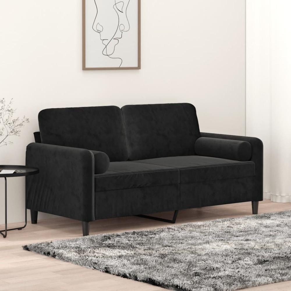 vidaXL Καναπές Διθέσιος Μαύρος Βελούδινος με Διακ. Μαξιλάρια 158x77x80cm 1 τεμ. vidaXL Καναπές Διθέσιος Μαύρος Βελούδινος με Διακ. Μαξιλάρια 158x77x80cm 1 τεμ.