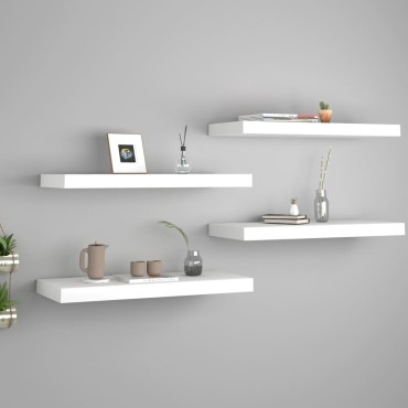 vidaXL Ράφια Τοίχου 4 τεμ. Άσπρα 60x23,5x3,8cm MDF