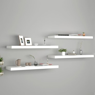 vidaXL Ράφια Τοίχου 4 τεμ. Άσπρα 80x23,5x3,8cm MDF