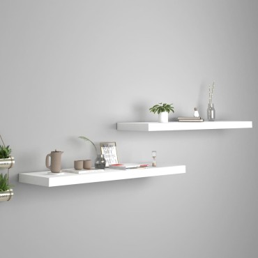 vidaXL Ράφια Τοίχου 2 τεμ. Άσπρα 90x23,5x3,8cm MDF