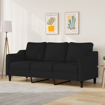 vidaXL Καναπές Τριθέσιος Μαύρος Υφασμάτινος 198x77x80cm 1 τεμ.