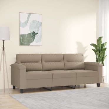 vidaXL Καναπές Τριθέσιος Taupe Ύφασμα Μακροϊνών 210x77x80cm 1 τεμ.