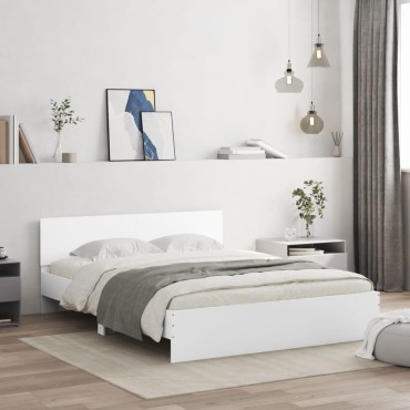 vidaXL Πλαίσιο Κρεβατιού με Κεφαλάρι Λευκό 140x200 εκ 1 τεμ.