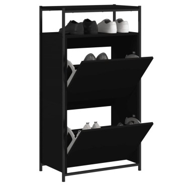 vidaXL Παπουτσοθήκη Μαύρη 60x34x112cm από Επεξεργασμένο Ξύλο
