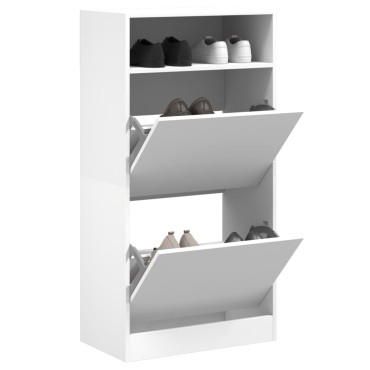 vidaXL Παπουτσοθήκη Λευκή 60x34x116cm από Επεξεργασμένο Ξύλο