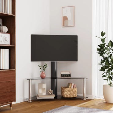 vidaXL Βάση Τηλεόρασης Γωνιακή 2 Επιπέδων για 32-70 Ιντσών Μαύρη/Ασημί 110x40x101cm