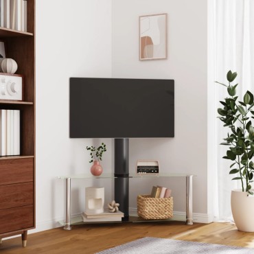 vidaXL Βάση Τηλεόρασης Γωνιακή 2 Επιπέδων για 32-70 Ιντσών Μαύρη/Ασημί 110x40x101cm