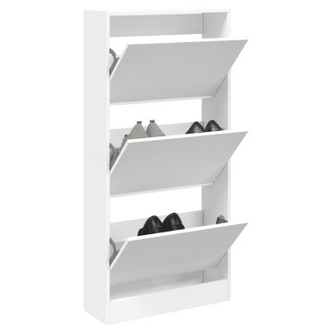 vidaXL Παπουτσοθήκη Λευκή 60x21x125,5cm από Επεξεργασμένο Ξύλο