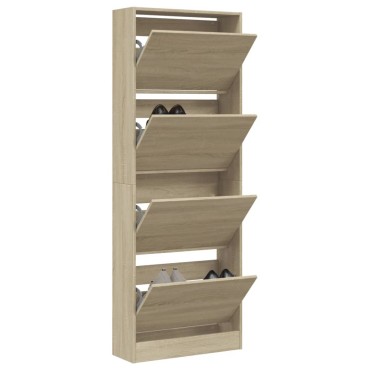 vidaXL Παπουτσοθήκη Sonoma Δρυς 60x21x163,5cm από Επεξεργασμένο Ξύλο
