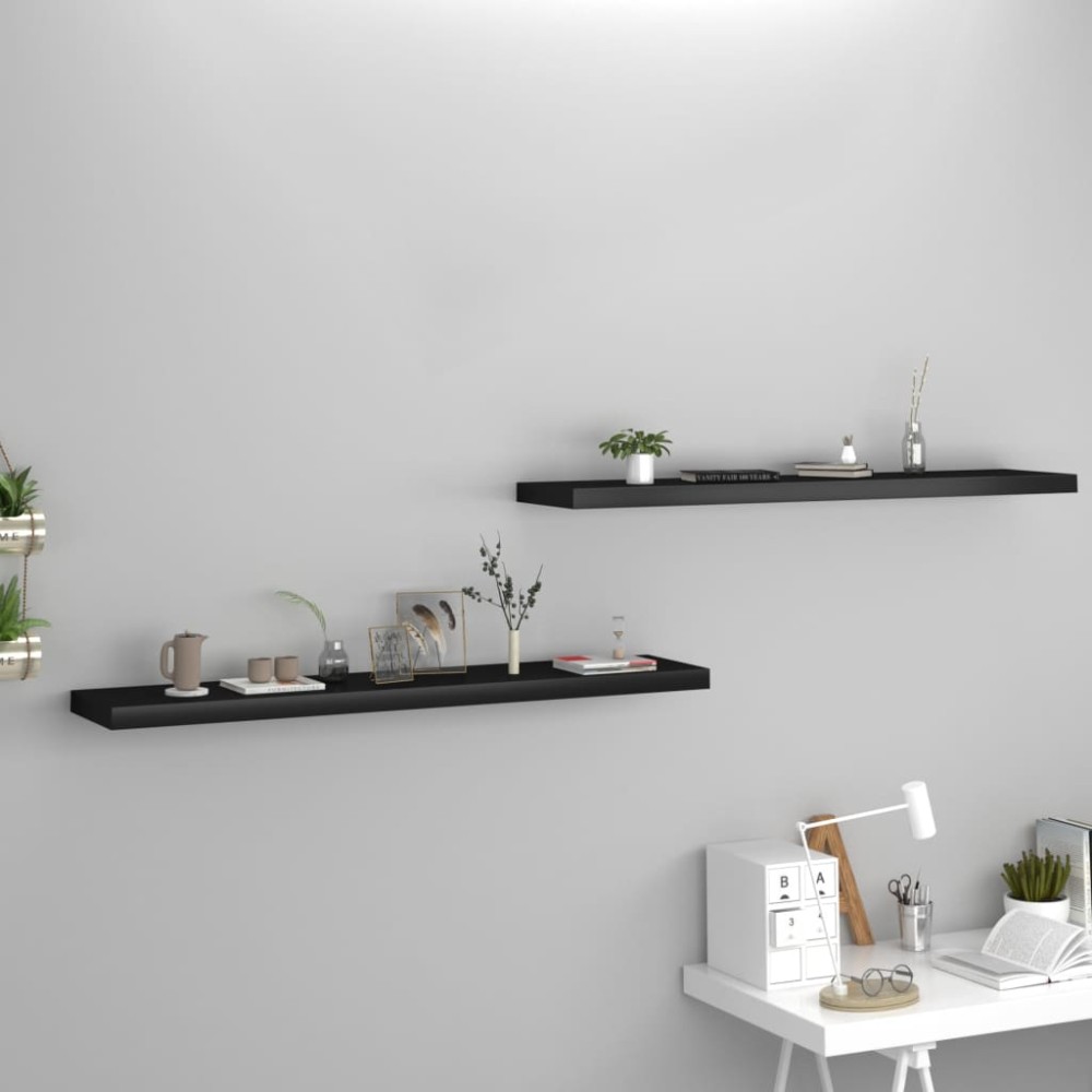 vidaXL Ράφια Τοίχου 2 τεμ. Μαύρα 120x23,5x3,8cm MDF