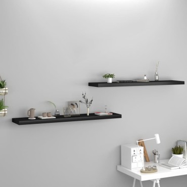 vidaXL Ράφια Τοίχου 2 τεμ. Μαύρα 120x23,5x3,8cm MDF