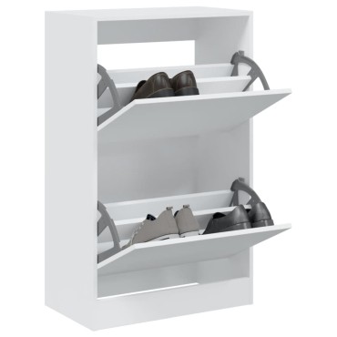 vidaXL Παπουτσοθήκη Λευκή 60x34x96,5cm από Επεξεργασμένο Ξύλο