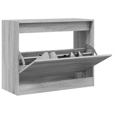 vidaXL Παπουτσοθήκη Γκρι Sonoma 80x34x63cm από Επεξεργ. Ξύλο
