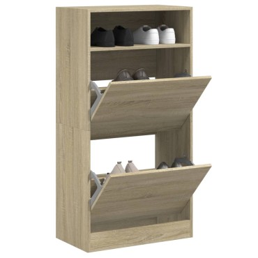 vidaXL Παπουτσοθήκη Sonoma Δρυς 60x34x116cm από Επεξεργασμένο Ξύλο