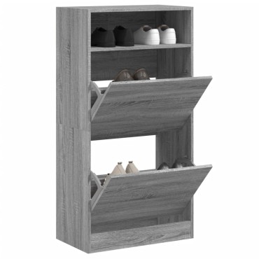 vidaXL Παπουτσοθήκη Γκρι Sonoma 60x34x116cm από Επεξεργασμένο Ξύλο