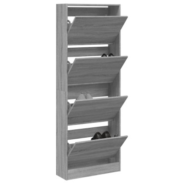 vidaXL Παπουτσοθήκη Γκρι Sonoma 60x21x163,5cm από Επεξεργ. Ξύλο